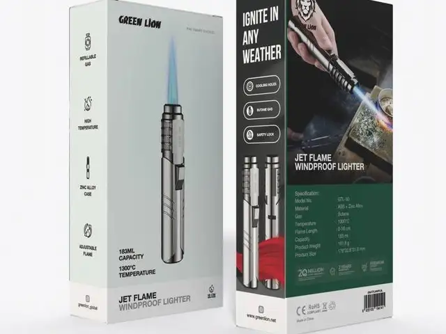 Ветрозащитная зажигалка Green Lion Jet Flame Windproof Lighter - Серый, Душанбе