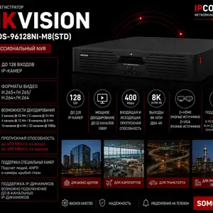 Видеорегистратор IP Hikvision NVR DS-96128NI-M8 STD, Худжанд