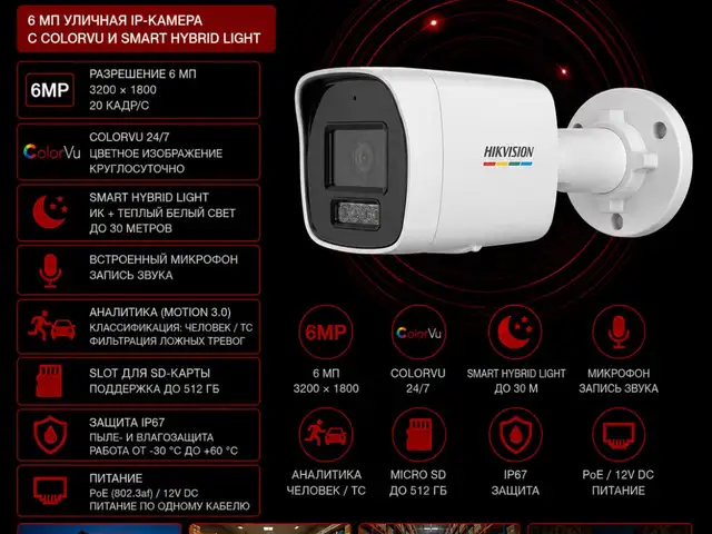 Камера наружная IP Hikvision DS-2CD1067G3-LIUF 2.8mm O-STD, Худжанд