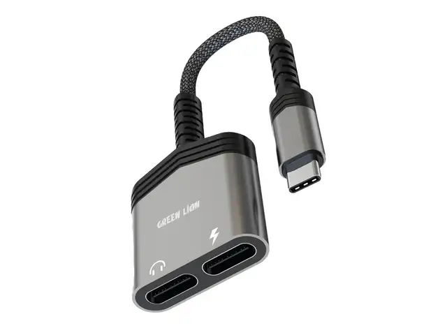 Переходник Green Lion 2 In 1 Splitter Adapter Type-C to Type-C Charging & Audio, Душанбе