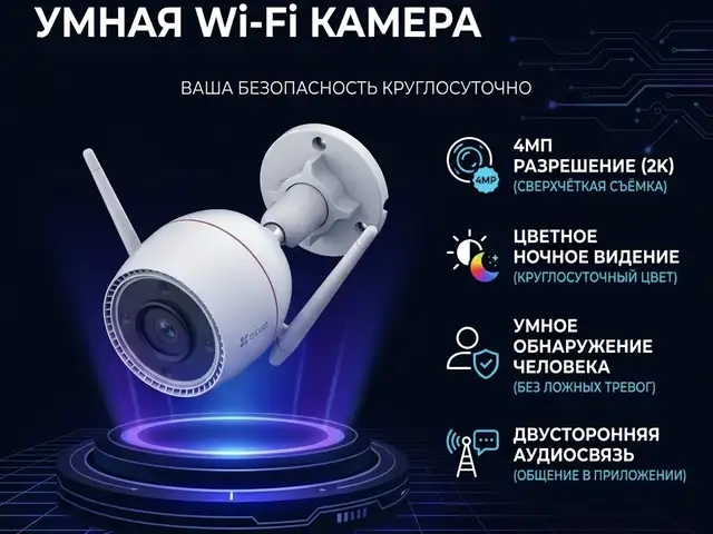 Умная домашняя Wi-Fi-камера CS-H3c 4MP color, Худжанд