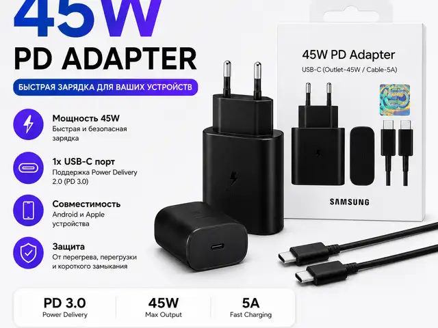 Зарядка Samsung 45W PD Adapter, Душанбе