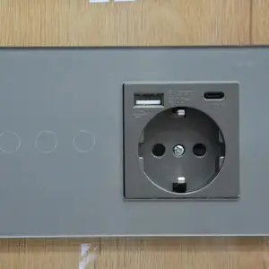 Умный 3 клавишный выключатель с розеткой Zigbee, Душанбе
