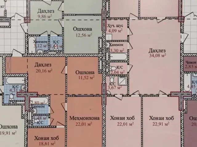 4-комн. квартира, 15 этаж, 154 м², Сомони, Душанбе