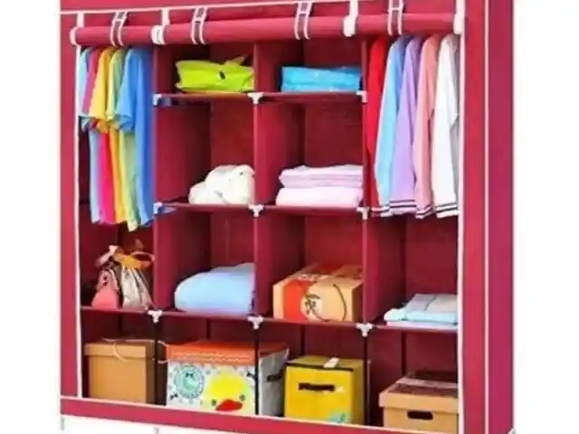 Складной шкаф Каркасный Тканевый Storage Wardrobe для одежды, бордовый, Душанбе