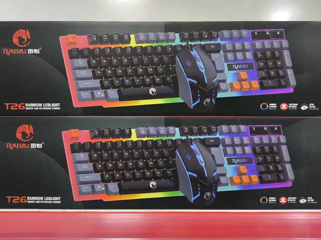 Проводная игровая клавиатура и мышка с RGB подсветкой Raiku T26, Душанбе