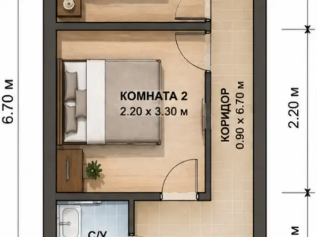 1-комн. квартира, Цокольный этаж, 22 м², Сино, Душанбе