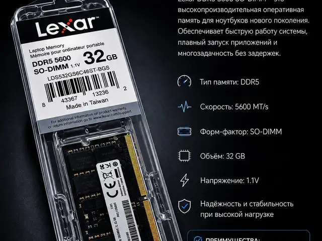 Оперативная память Lexar DDR5 5600 SO-DIMM 32GB, Душанбе