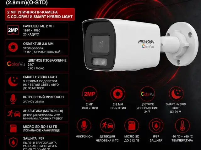 Камера наружная IP Hikivision DS-2CD1027G2H-LIU 2.8mm O-STD, Худжанд