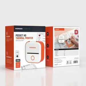 Мини принтер для этикеток Porodo Lifestyle Mini Label Printer бело-оранжевый, Душанбе