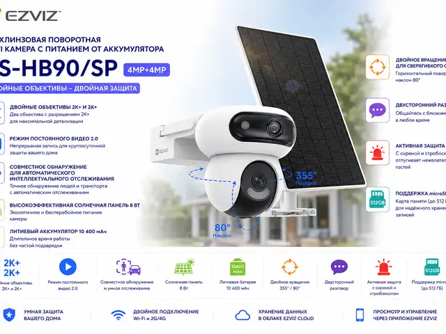 EZVIZ Двухлинзовая поворотная Wi-Fi камера CS-HB90 SP 4MP 4MP, Худжанд