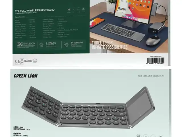Клавиатура Green Lion Tri-Fold Wireless Keyboard Scissor-Switch Structure - Gray, Душанбе