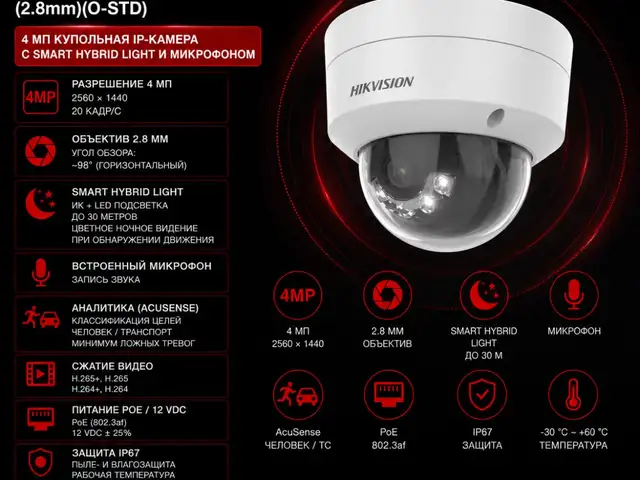 Камера внутренняя IP Hikivision DS-2CD1143G2-LIU 2.8mm O-STD, Худжанд