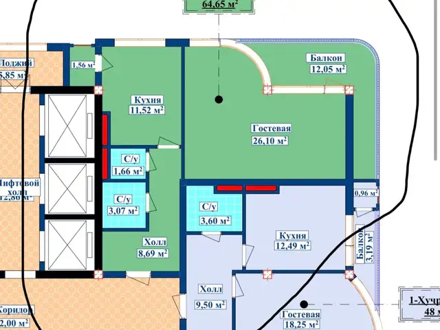 2-комн. квартира, 14 этаж, 65 м², Исмоили Сомони, Душанбе