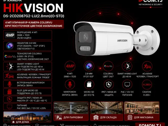 Камера наружная IP Hikvision DS-2CD2087G2-LU 2.8mm O-STD, Худжанд