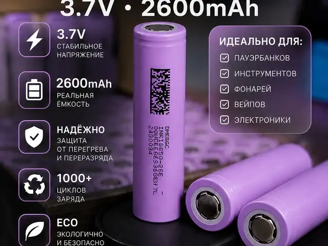 Батарея 18650 3.7v 2600mah, Хуҷанд
