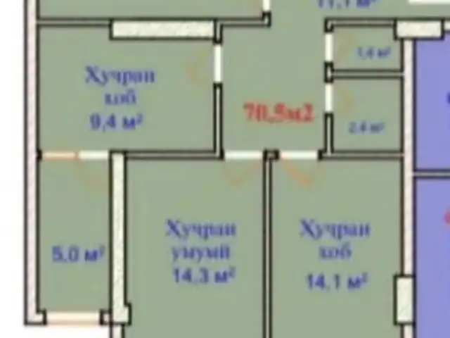 3-комн. квартира, 3 этаж, 70 м², Рудаки, Рудаки