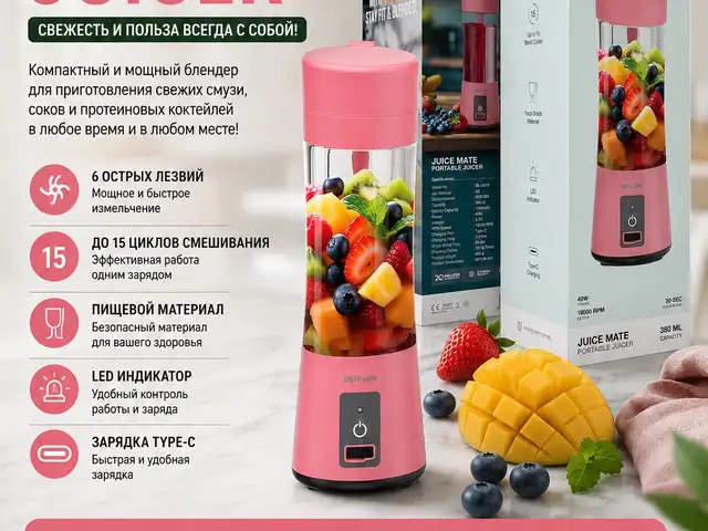 Портативная соковыжималка Green Lion Juice Mate, Душанбе