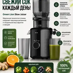 Соковыжималка холодного отжима Green Lion SLOW JUICER PRO, 1,2 л чёрная, Душанбе