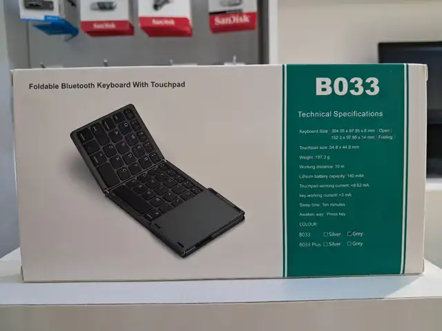Беспроводная Bluetooth клавиатура складная с тачпадом В033 en/ru, Душанбе