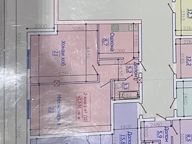 2-комн. квартира, 4 этаж, 64 м², Повроти Лелинград, Рудаки