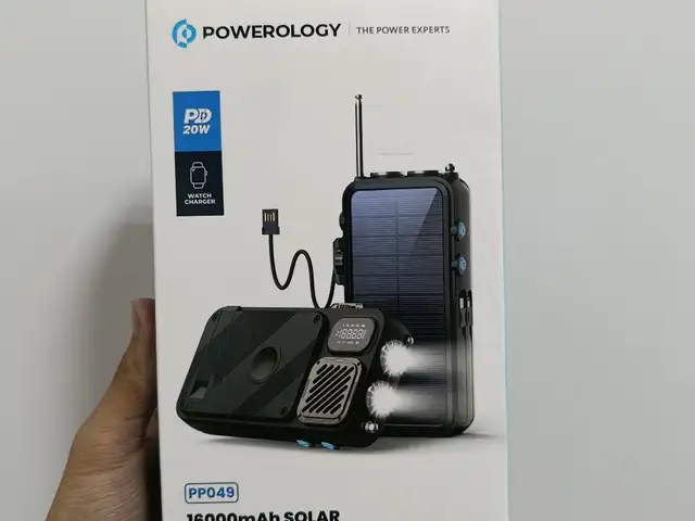 Портативный солнечный повербанк Рowerology 16000mAh Solar Power Bank with FM Rad, Душанбе