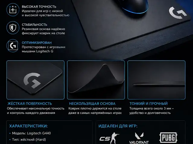 Logitech G440 жёсткий игровой коврик для мыши, Душанбе
