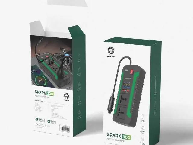 Автомобильный инвертор Green Lion Spark 300 Power Inverter 300W черный, Душанбе