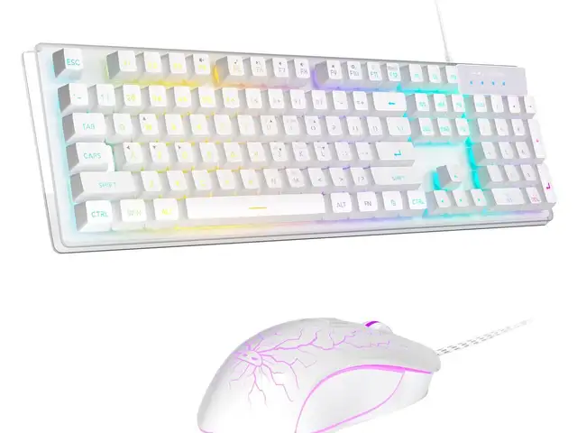 Проводная мембранная клавиатура Magegee k1/ Клавиатура + мышь / Белая / RGB, Душанбе