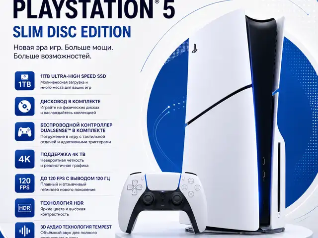 Игровая консоль Sony PlayStation 5 Slim Disc Edition 1ТБ, Душанбе