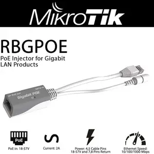 PoE-инжектор питания Gigabit PoE MikroTik, 12-48V RBGPOE, Хуҷанд