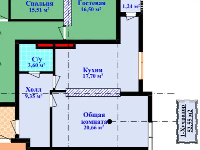 1-комн. квартира, 13 этаж, 53 м², Ашан, ЮСК, лицейи Рохнамо, Душанбе
