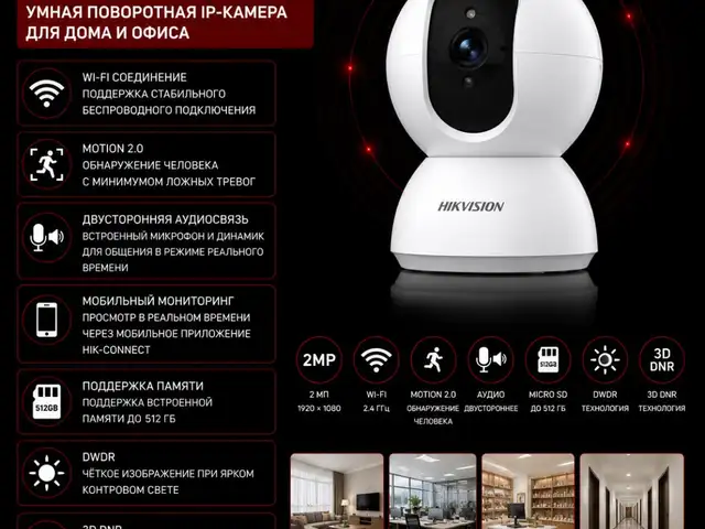 Камера поворотная Hikvision DS-2CV2Q21G1-IDW 4mm W O-STD EU, Худжанд