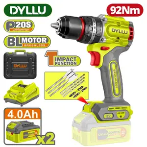 Аккумуляторный бесщёточный ударный дрель-шуруповерт DYLLU 20V 92N-m, Гиссар