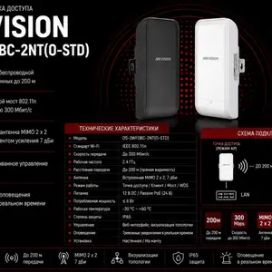 Беспроводная точка доступа Hikvision DS-3WF0BC-2NT O-STD, Худжанд