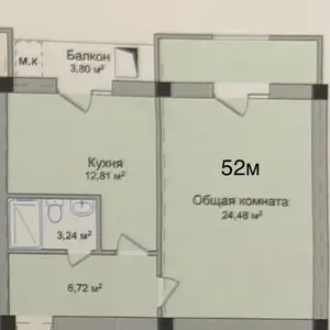 2-комн. квартира, 10 этаж, 52 м², 8 мкр, Худжанд