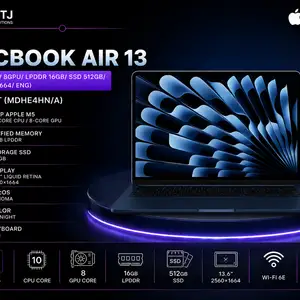 Ноутбук Apple MacBook Air 13 M5/ 10CPU/ 8GPU/ LPDDR 16GB/ SSD 512GB/ 13.6 2560x1664/ En, Хуҷанд