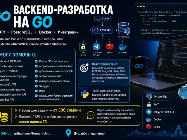 Backend-разработчик Go | REST API, PostgreSQL, Docker, интеграции, Душанбе