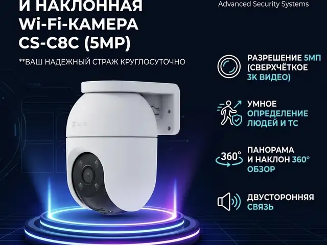 Панорамная и наклонная Wi-Fi-камера CS-C8C 5MP, Худжанд