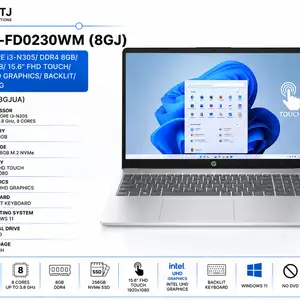 Ноутбуки HP 15-fd0230WM 8GJ Intel Core i3-N305/ DDR4 8GB/ SSD 256GB/ 15.6 FHD, Хуҷанд