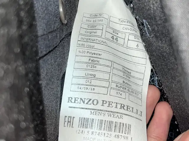 Мужской костюм Renzo Petrelli, Душанбе