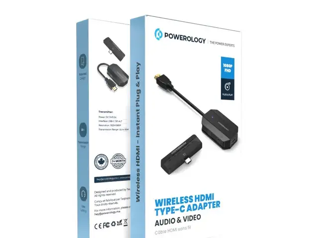 Беспроводной HDMI-адаптер Powerology PHDMACBK для зеркалирования экрана с разъем, Душанбе