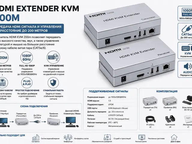 HDMI Extender KVM 200m, Худжанд