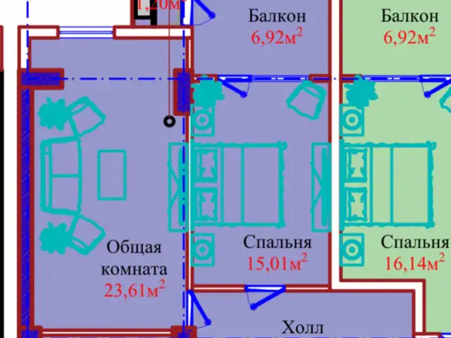 2-комн. квартира, 6 этаж, 78 м², И. Сомони, Душанбе