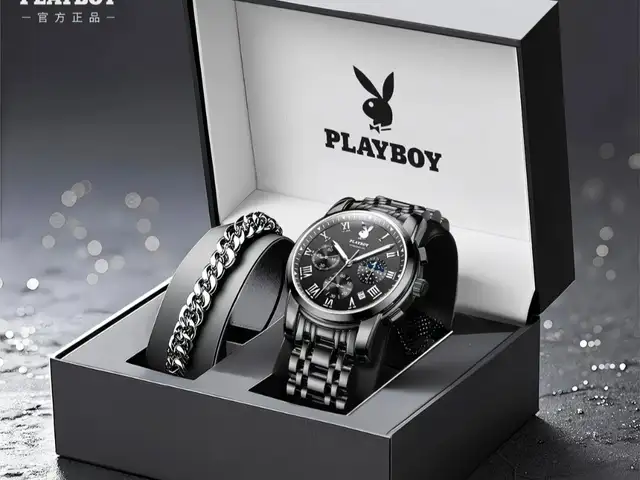 Мужские наручные часы Playboy в подарочном наборе с браслетом на заказ, Хуҷанд