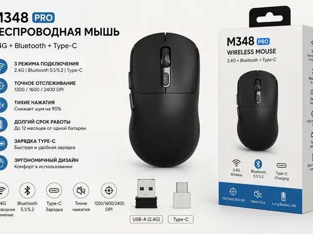 Мышка беспроводная M348 Pro 2.4G Bluetooth type.C, Хуҷанд