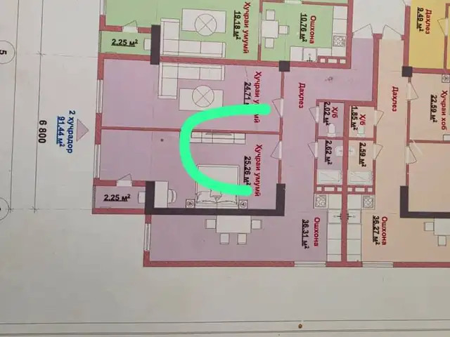 2-комн. квартира, 10 этаж, 91 м², шохмансур, Душанбе
