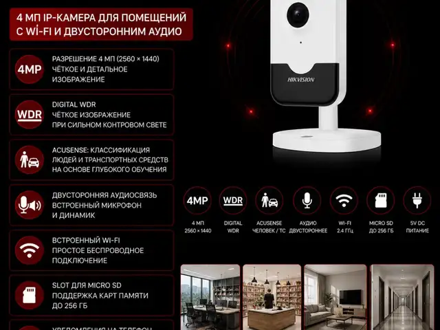 Камера внутренняя IP Hikvision DS-2CD2443G2-IW W, Худжанд
