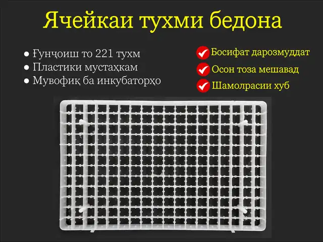 Лоток/Флейка/Ячейкаи 221 бедона барои инкубатор, Душанбе