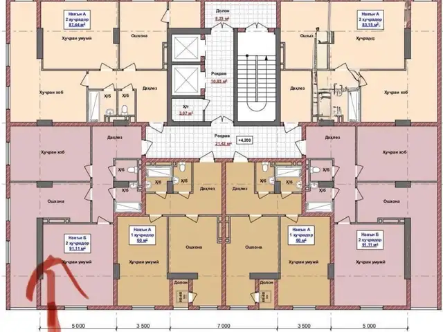 2-комн. квартира, 11 этаж, 92 м², Ҳисор, Ҳисор